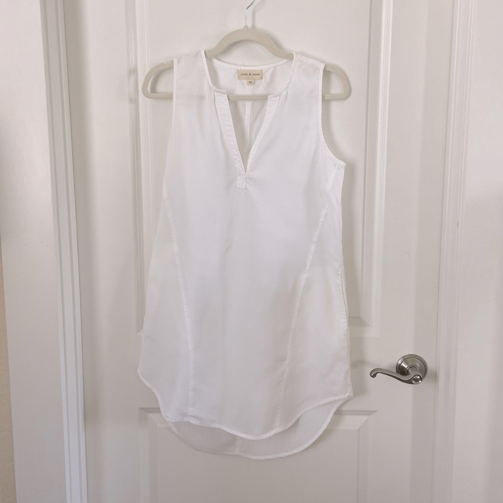 CLOTH & STONE Bright White Tencel Sleeveless Dress